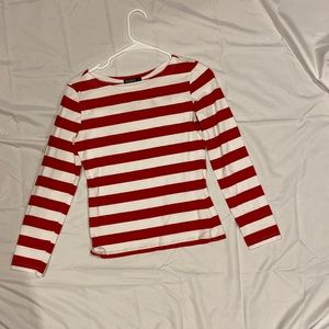 White and Red Striped Long Sleeve